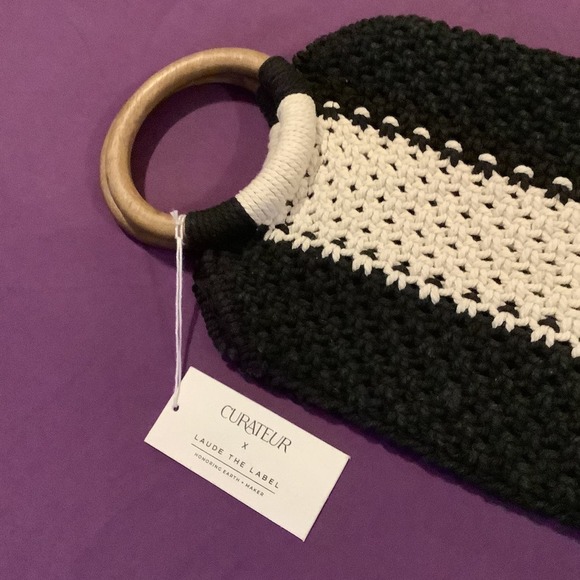 Curateur Laude The Label GABBY Black and White Mini Macramé Bag NWT - Picture 2 of 9